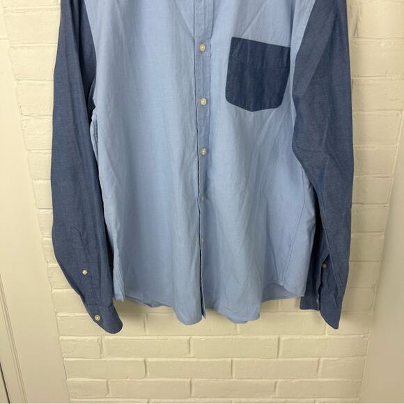 J.Crew Men’s Two Toned Blue Sunwashed Oxford Button Down Shirt Size L - Picture 3 of 7